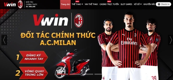 VWIN - Đối tác chính thức của CLB A.C.Milan